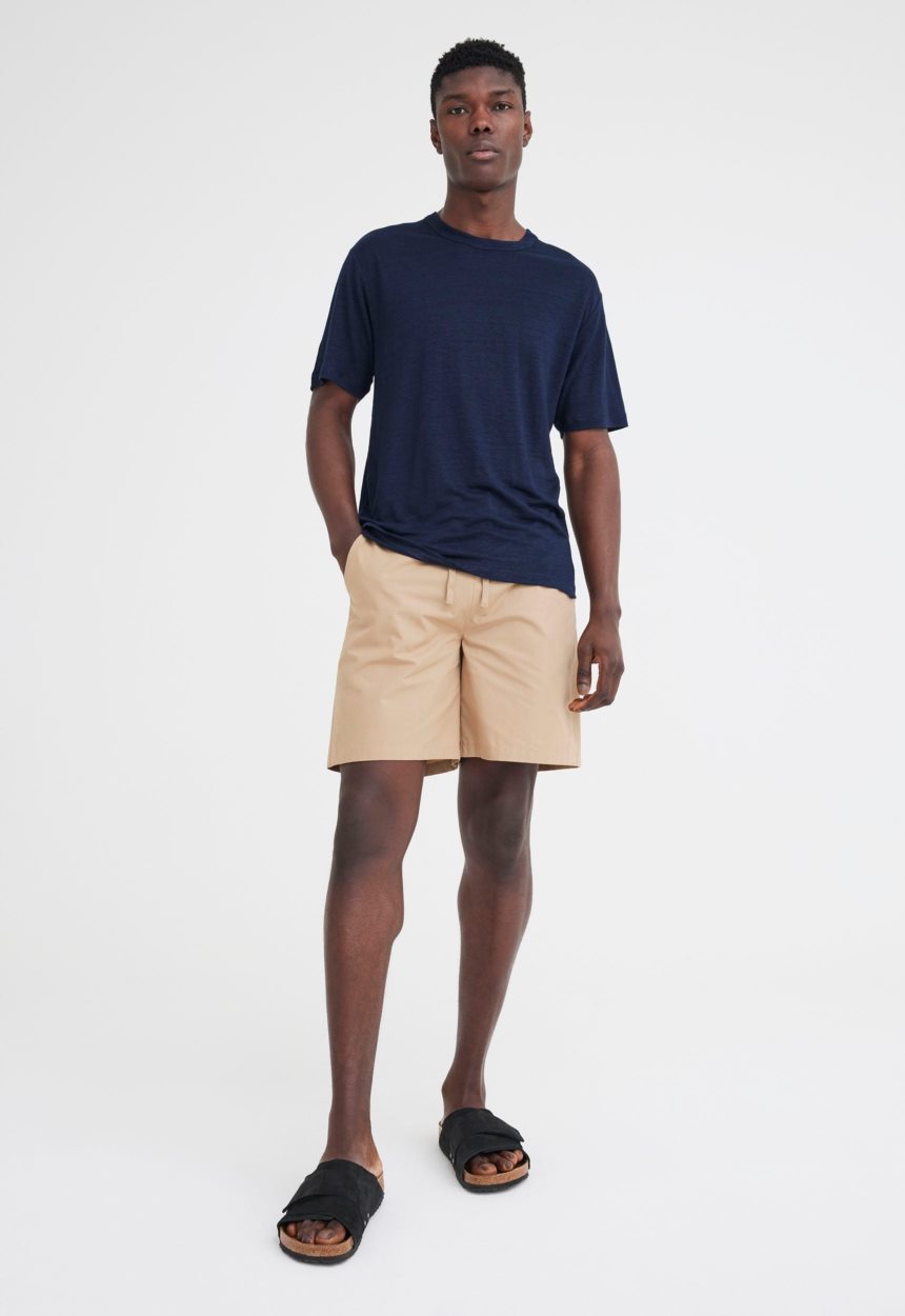 Jac + Jack Line Linen Tee - Darkest Navy